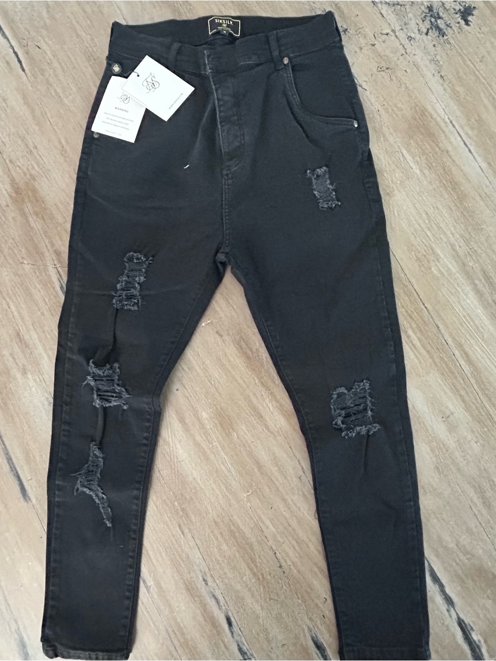 Siksilk Men’s Black Ripped Skinny Jeans